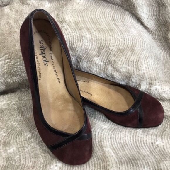 SOFTSPOTS Suede Ballet Flats Burgundy 7.5W NWOT - Picture 1 of 6